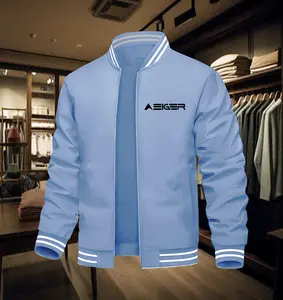 Jaket Varsity Bahan Tebal Dan Lembut Aeigre Teks Hitam - Jaket boomber varsity katun fleece pria wanita unisex