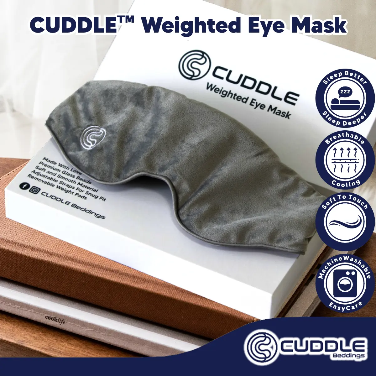 Cuddle Weighted Eye Mask/ Eye Mask For Travel/ Weighted Eyemask For Better Deeper Sleep Relaxing Soothing