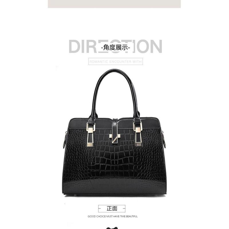 Product Introduction of Fashionable Bright Leather Handbag 2024 Women's New Large Capacity Crocodile Pattern Single Shoulder Crossbody Bag 13