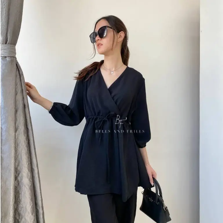 NOBU Blouse Crinkle Serut /Atasan Wanita Longsleeve / Atasan Casual Look Busui Bumil Friendly / Atasan Crinkle Airflow 0474 4