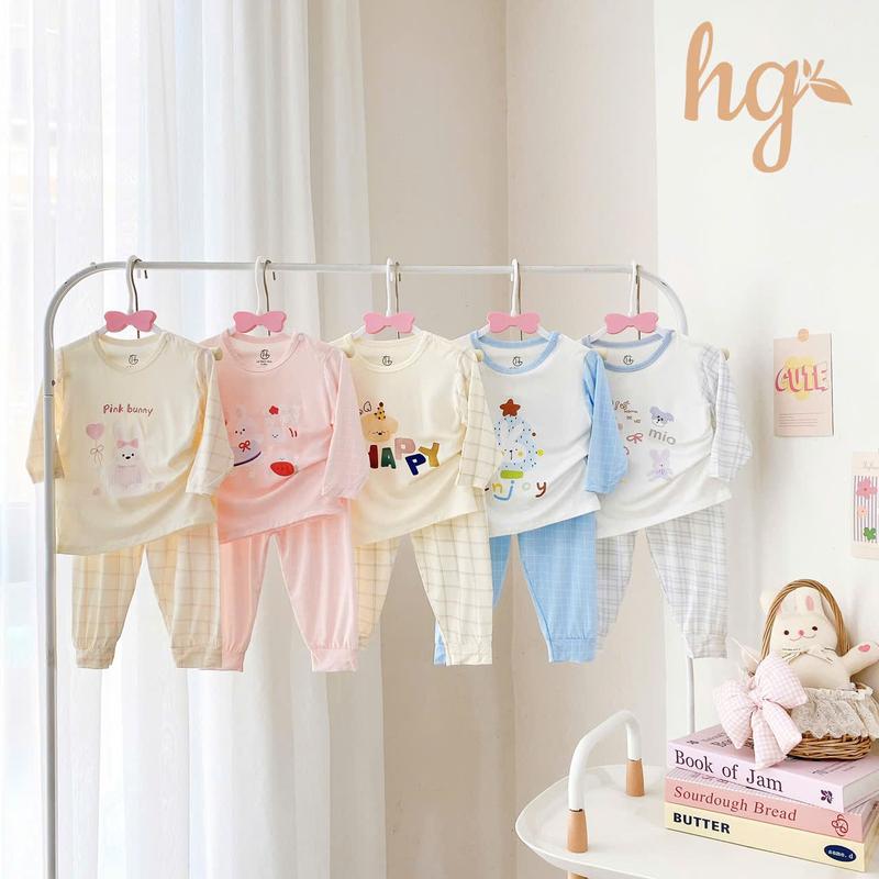 (Dáng RỘNG ) Bộ dài tay PHỐI KẺ Thun lạnh Petit HG cho bé 6 đến 15kg