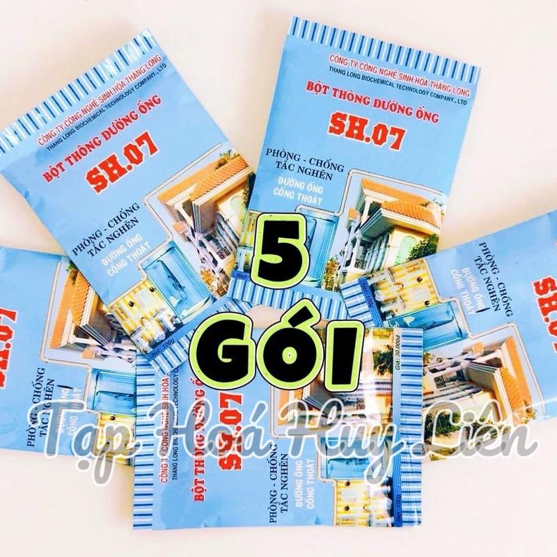 Combo 5 Gói Bột Thông Tắc Cống Bồn Cầu Đường Ống Bồn Rửa Mặt SH07 SH.07 100g Gói