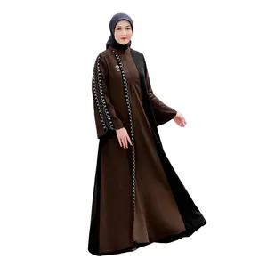 Ninos Design Azara Dress Kode KS G YE 0365 Baju Muslimah Elegan dengan Kerah Shanghai & Resleting Depan
