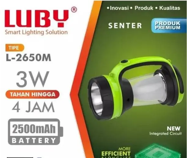 Luby Senter Lampu Emergency Handlight 3W LED 2500mAh L-2650M L2650 0