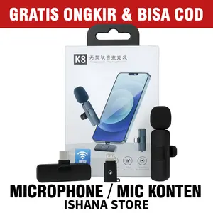 MICROPHONE K8 MIC CLIP ON YOUTUBER WIRELESS USB TYPE C / MIC UNTUK BUAT KONTEN AGAR SUARA JELAS