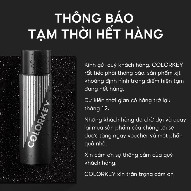 COLORKEY Xịt khoá định hình trang điểm bền lì lâu trôi - Sản phẩm đắc lực cho lớp trang điểm, không thấm nước, Makeup setting spray, lớp trang điểm kéo dài 12 giờ, khối lượng 100ml  [Quà tặng miễn phí] [2 miếng khăn ướt tẩy trang]