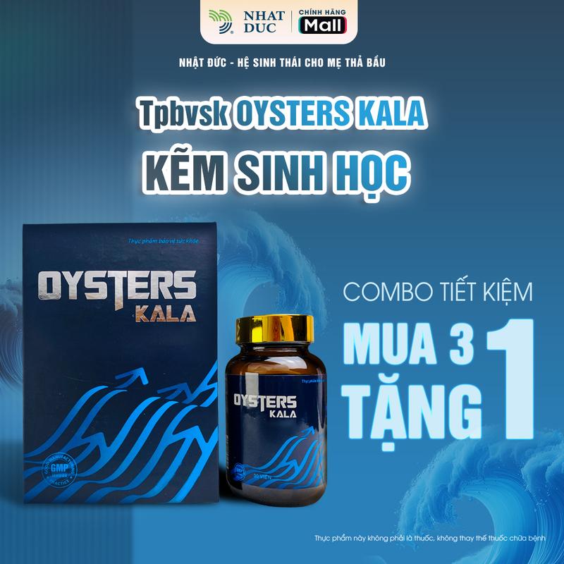   DEAL HỜI MUA 3 TẶNG 1  VIÊN KẼM OYSTERS KALA  Viên Kẽm Oysters KaLa Viên kẽm dành cho nam giới tpbvsk oysterkala lọ 30 viên hỗ trợ tăng cường sức khỏe Kẽm gluconat Yohimbe L-Arginine - Nhật Đức 