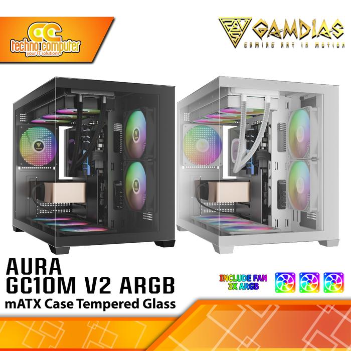 Gambar CASING GAMDIAS AURA GC10M V2 ARGB - Mid Tower mATX Case Tempered Glass (Free 3x ARGB Fan) dari Techno Computer Bali Kota Denpasar Tokopedia