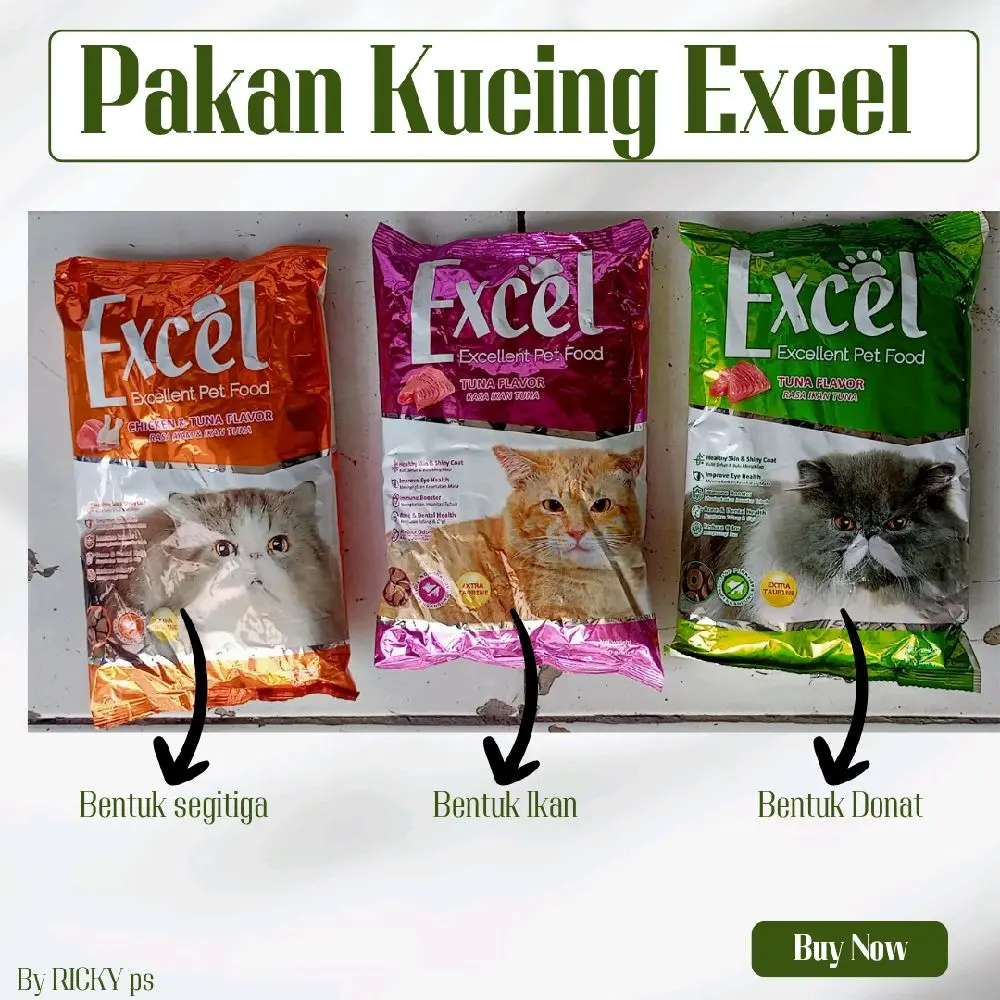 EXCEL PAKAN KUCING TERSEDIA BERBAGAI VARIAN, DONAT, IKAN, SEGITIGA DLLL