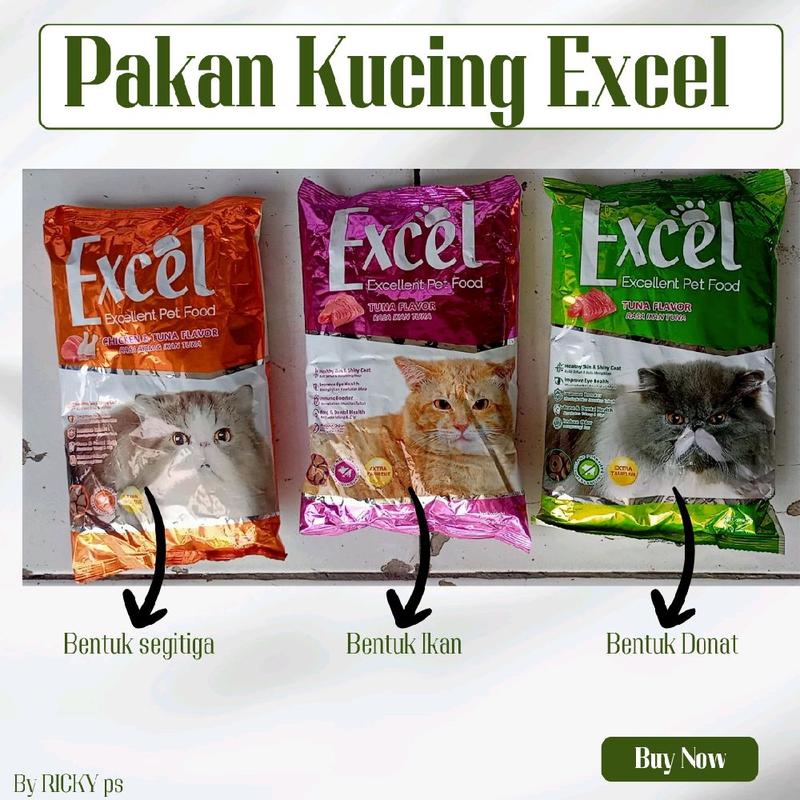 EXCEL PAKAN KUCING TERSEDIA BERBAGAI VARIAN, DONAT, IKAN, SEGITIGA DLLL 0