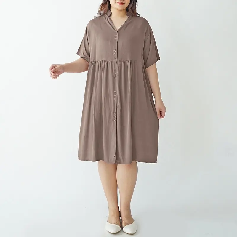 Midi dress rayon twill polos jumbo big size / plus size dress