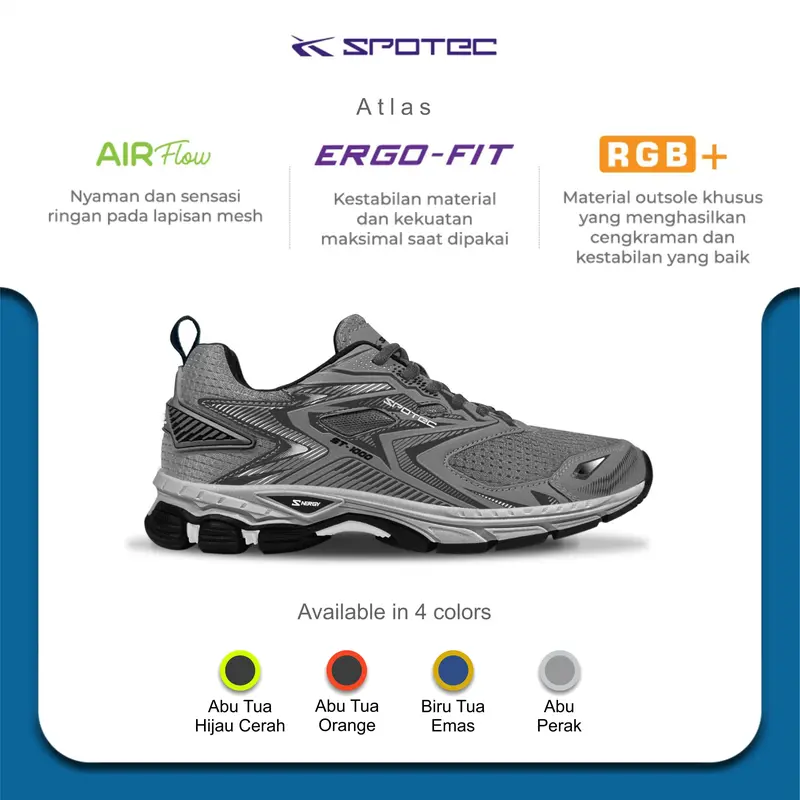 SPOTEC Sepatu RUNNING Artikel ATLAS-Abu/Perak 0