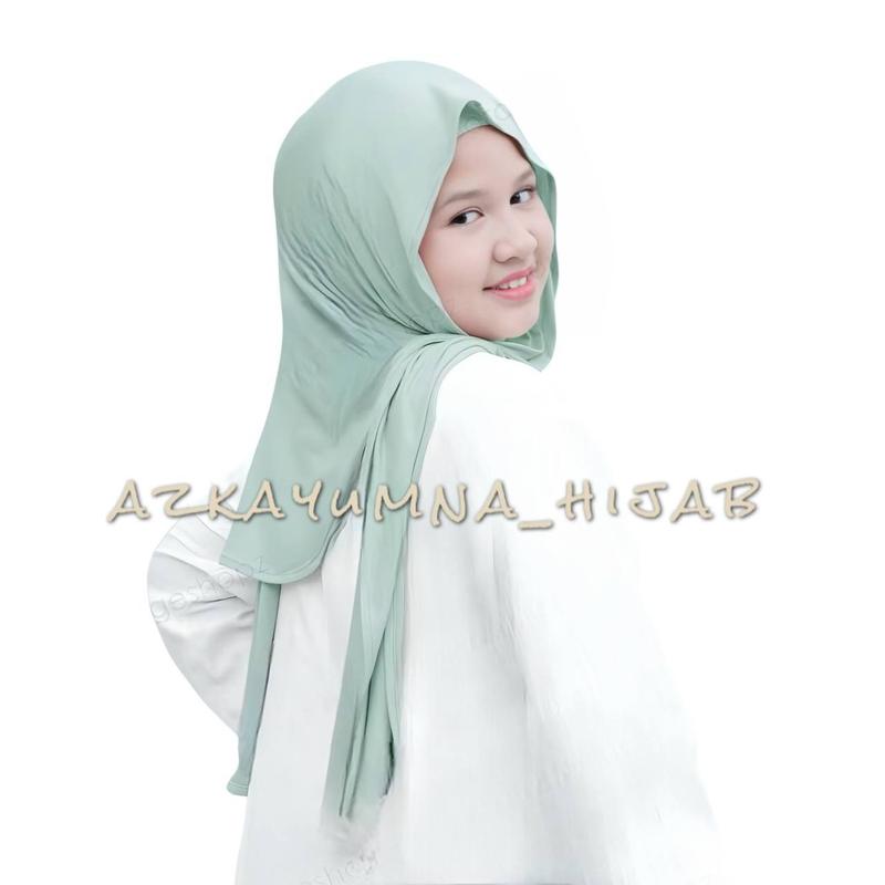 Pashmina Instan Oval Kaos Rayon Anak - Ukuran 150cm x 60cm - Nyaman dan Adem - Kerudung, Cantik, Muslim Jilbab 7