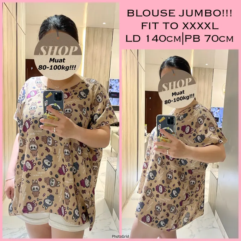 ATASAN BAJU BALI WANITA BLOUSE JUMBO FIT TO 4XL MUAT 80-100KG!!! REAL PICT Casual Top Dewasa Lembut Rayon Motif Bulat Santai Kaos Panjang Pantai 2
