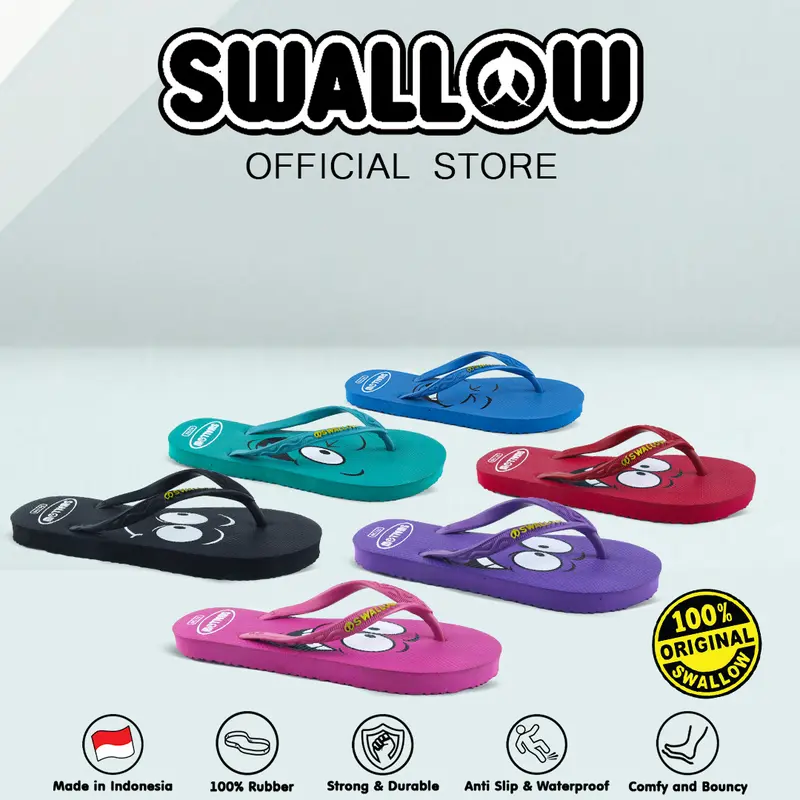 Swallow Sandal Jepit Emoji - Sendal Karet Dewasa Wanita Pria Anti Selip 0