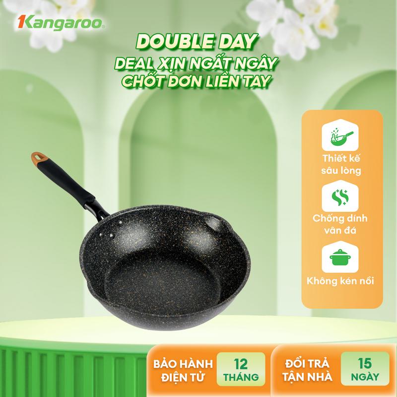 [ L ] [ DEAL HOT] Chảo sâu lòng chống dính vân đá  đáy từ Kangaroo series KG662 (nấu được mọi loại bếp).