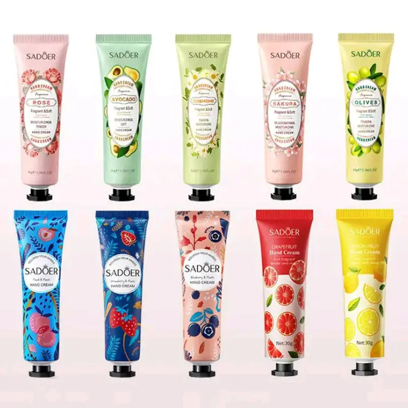 (5pcs) SADOER Hand Cream Fruit 30g Lotion Muisturizing - Krim Tangan Anti Keriput dan Melembabkan kulit Kering Perawatan Berminyak 1