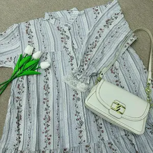 Gamis Series Raya Calista Bahan Rayon Kancing Depan Lengan Balon Tille