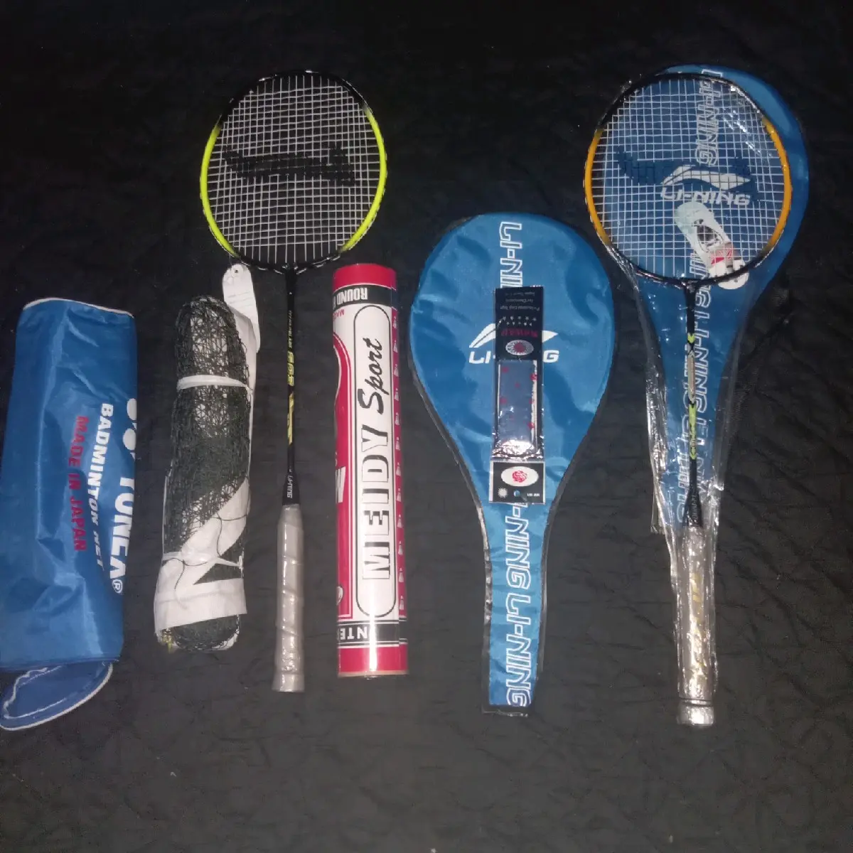 Paket lengkap raket badminton Ll-NlNG bulutangkis denga NET