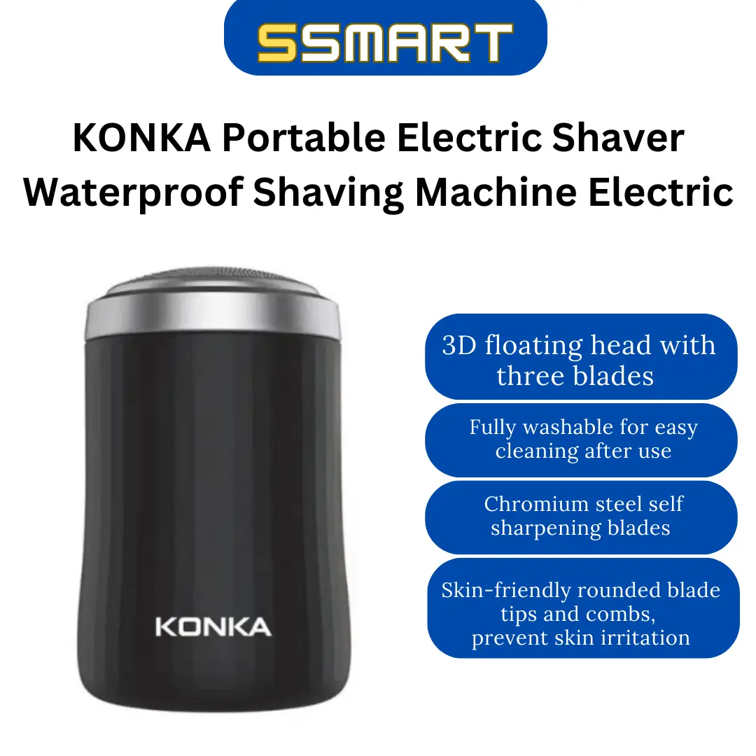 KONKA Portable Electric Shaver Waterproof Shaving Machine Electric Razor Rechargeable for Men Travel Wet Dry Dual Use