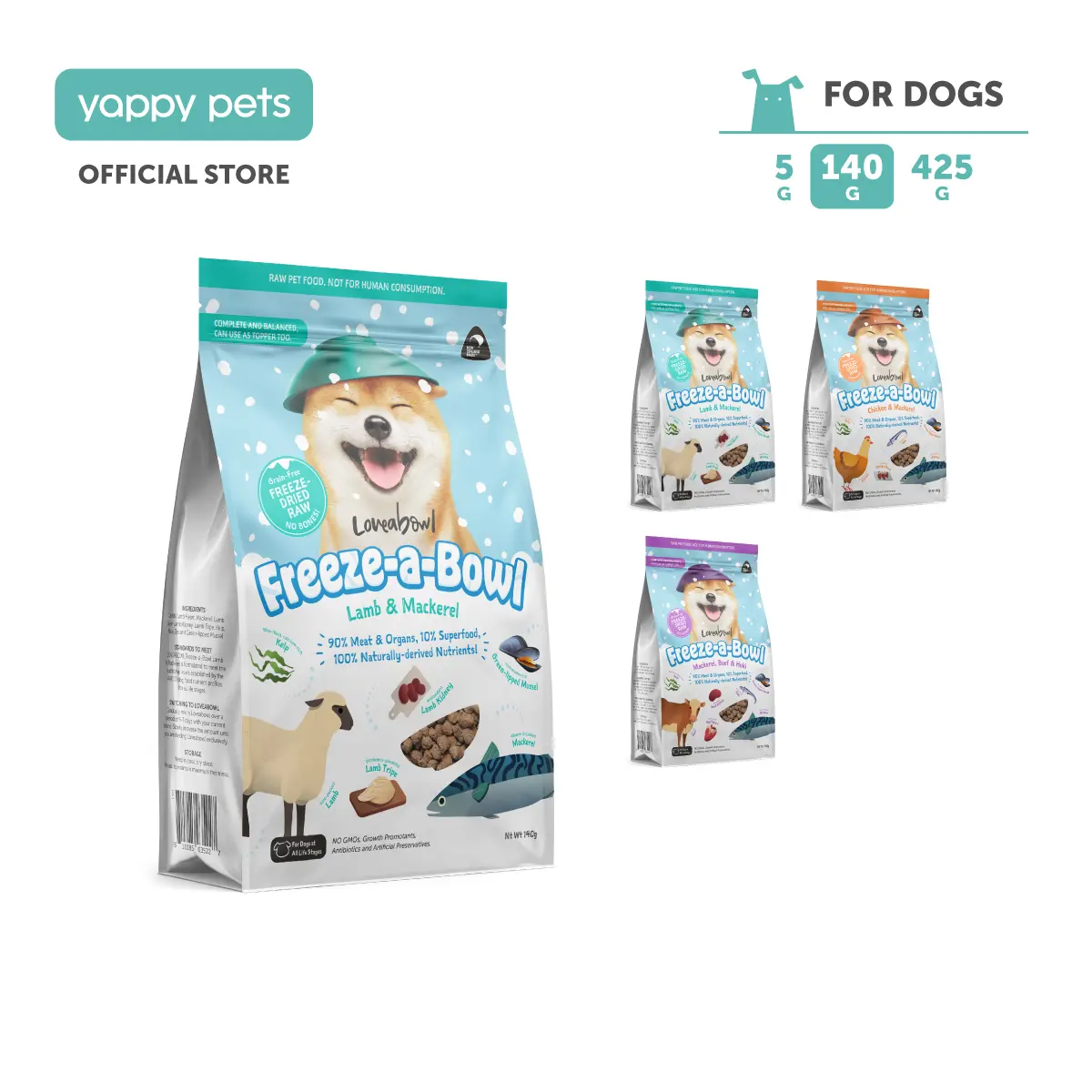 Loveabowl Freeze-a-Bowl Freeze Dried Dog Food | All Life Stages, Grain-Free, Complete Diet, fresh food topper trial pack