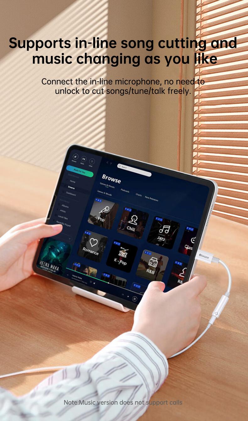 Product Introduction of 【COD】Biaze Apple headphone adapter Lightning to 3.5mm headphone converter suitable for iPhone 141312 ProXs audio conversion head interface 4