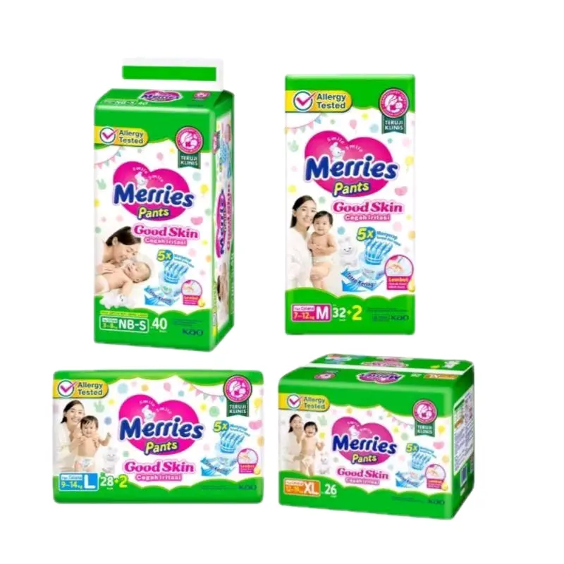 Merries Pants Good Skin ukuran NBS40|M34|L28+2|XL26 Popok Bayi Celana