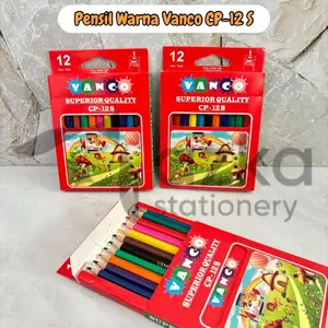 SATU SET ( 12 WARNA ) Pensil Warna / Pensil 12 Warna Pendek Murah Vanco Stationery