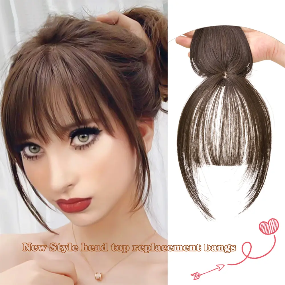 Klip gentian suhu tinggi Alamiah lancar dengan rambut palsu, sambungan rambut, potongan rambut, poni palsu, poni rambut Baju, poni udara 3D