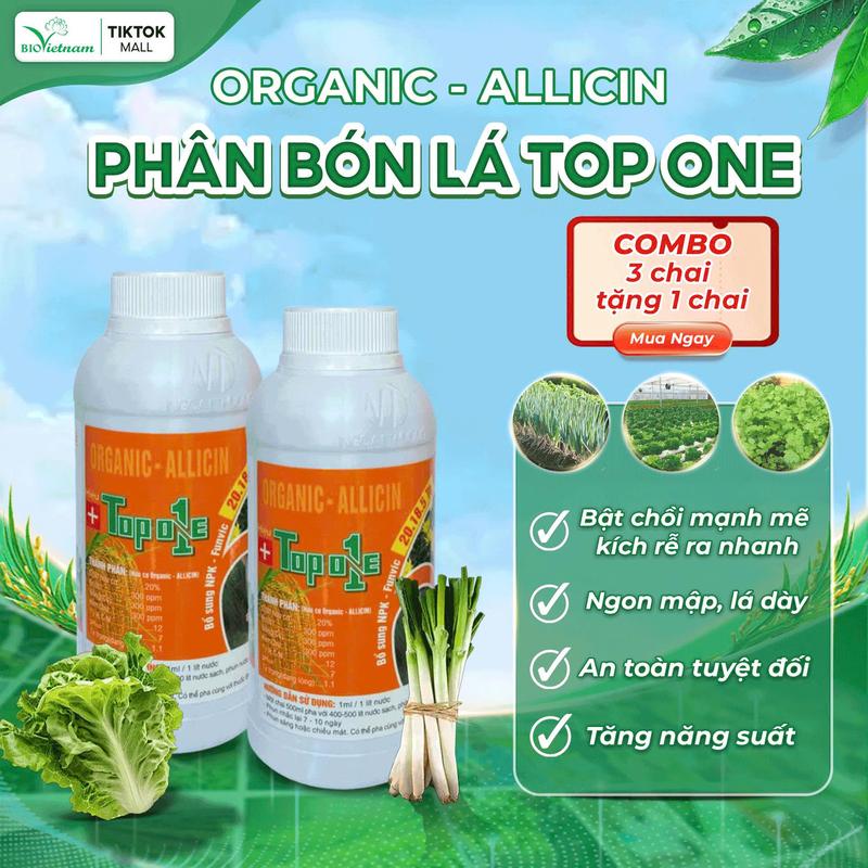   Combo 3 chai tặng 1  Phân bón lá hữu cơ sinh học TOP ONE Bio Việt Nam thúc đẩy khả năng sinh trưởng năng suất bật mầm chồi mạnh - Chai 500ml 