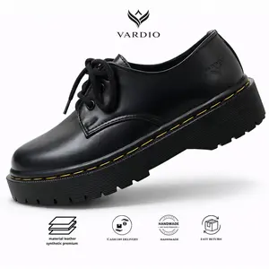 VARDIO Original Oxford Sepatu Formal Low Hitam Boots Casual Sepatu Dokmar Pria Pendek 3 Hole Sepatu Oxford Kondangan Sepatu Kerja Kantoran Kasual Shoes Pantofel chunky loafers antiselip size 40 jepang local minimalis portee goods sintetis ringan