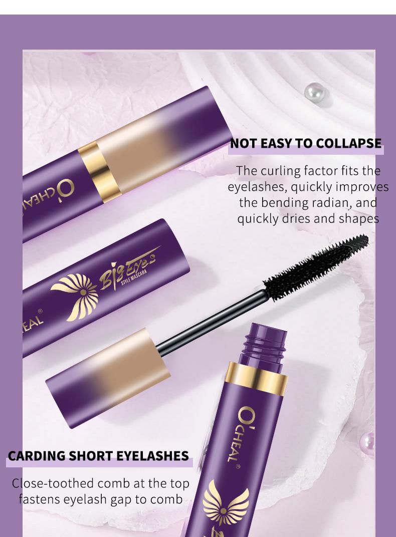 Product Introduction of O‘CHEAL 4D Silk Fiber Black Mascara Waterproof Volumizing Curling Mascara Lengthening Mascara Long Lasting Makeup Fuller Lashes 9