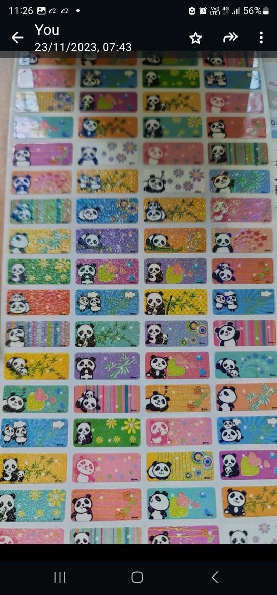 Product Introduction of Panda Shiny name stickers  2.2cm x 0.9cm 1