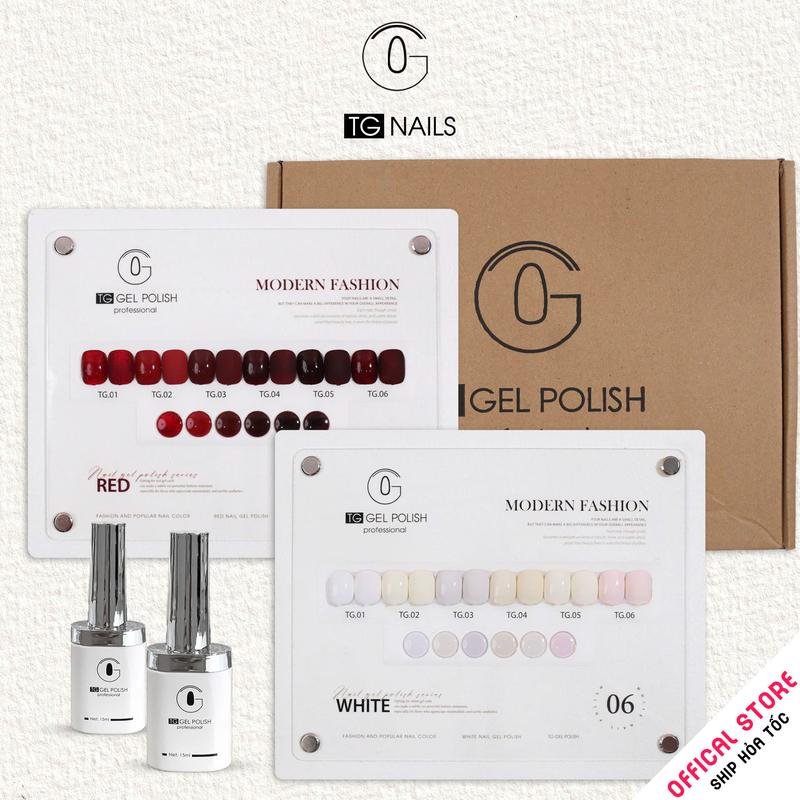  Set sơn gel Đỏ Trắng TG 6 màu cơ bản dễ phối siêu đẹp 
