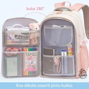 Tas Ransel Kulkas Tas Anak Sekolah Cewek Tas Waterproof Kapasitas Besar Bahan Kanvas Desain Stylish & Viral Terbaru Fashion Kids Perempuan New