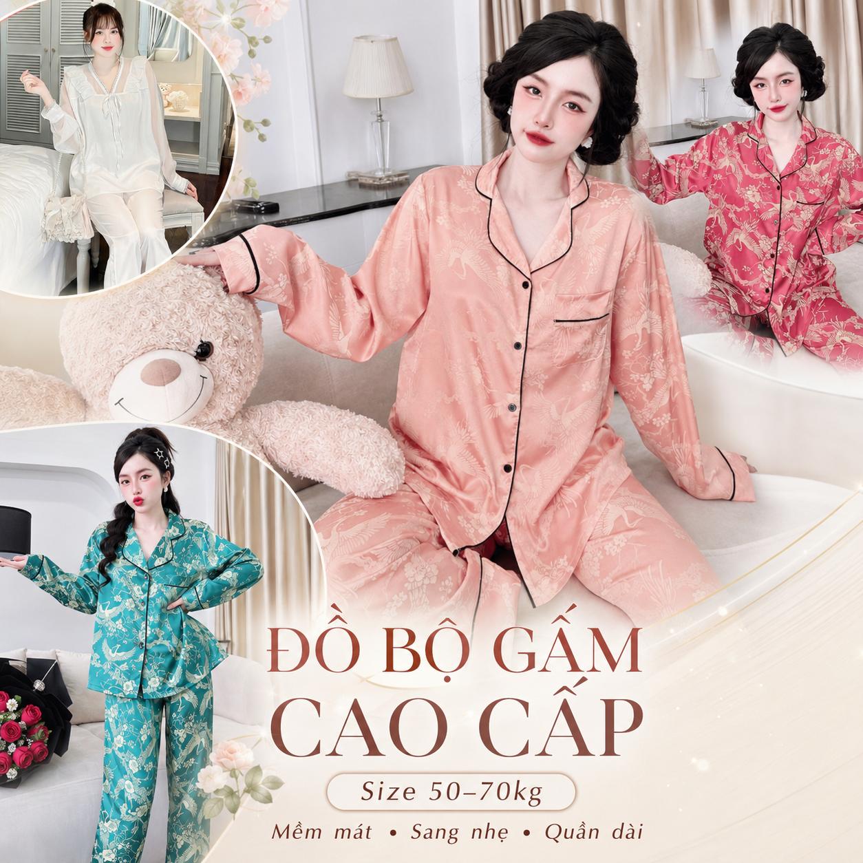 Đồ Bộ Đồ Ngủ Nhiều Kiểu Vải Gấm Cao Cấp Bigsize 50-100kg Xinh Xắn Nữ  Mặc Nhà , Pijama Tay Ngắn Quần Dài Form Rộng Sang Xinh - A.TH6LN