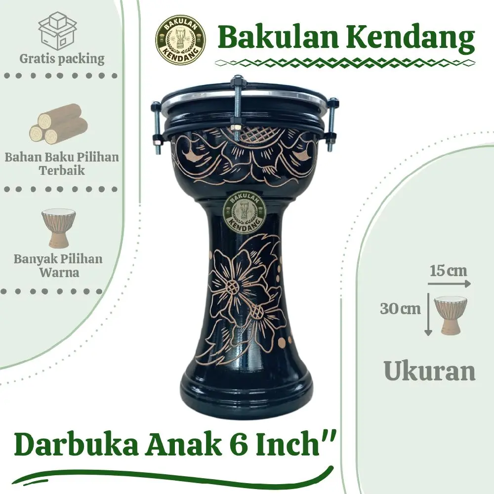Calti Darbuka Termurah 6 inch Dumbuk Mika Kendang Anak Mainan Anak Kayu Alat Musik Tradisional Jimbe Gendang Terbang Tradisional Sholawat Hadroh
