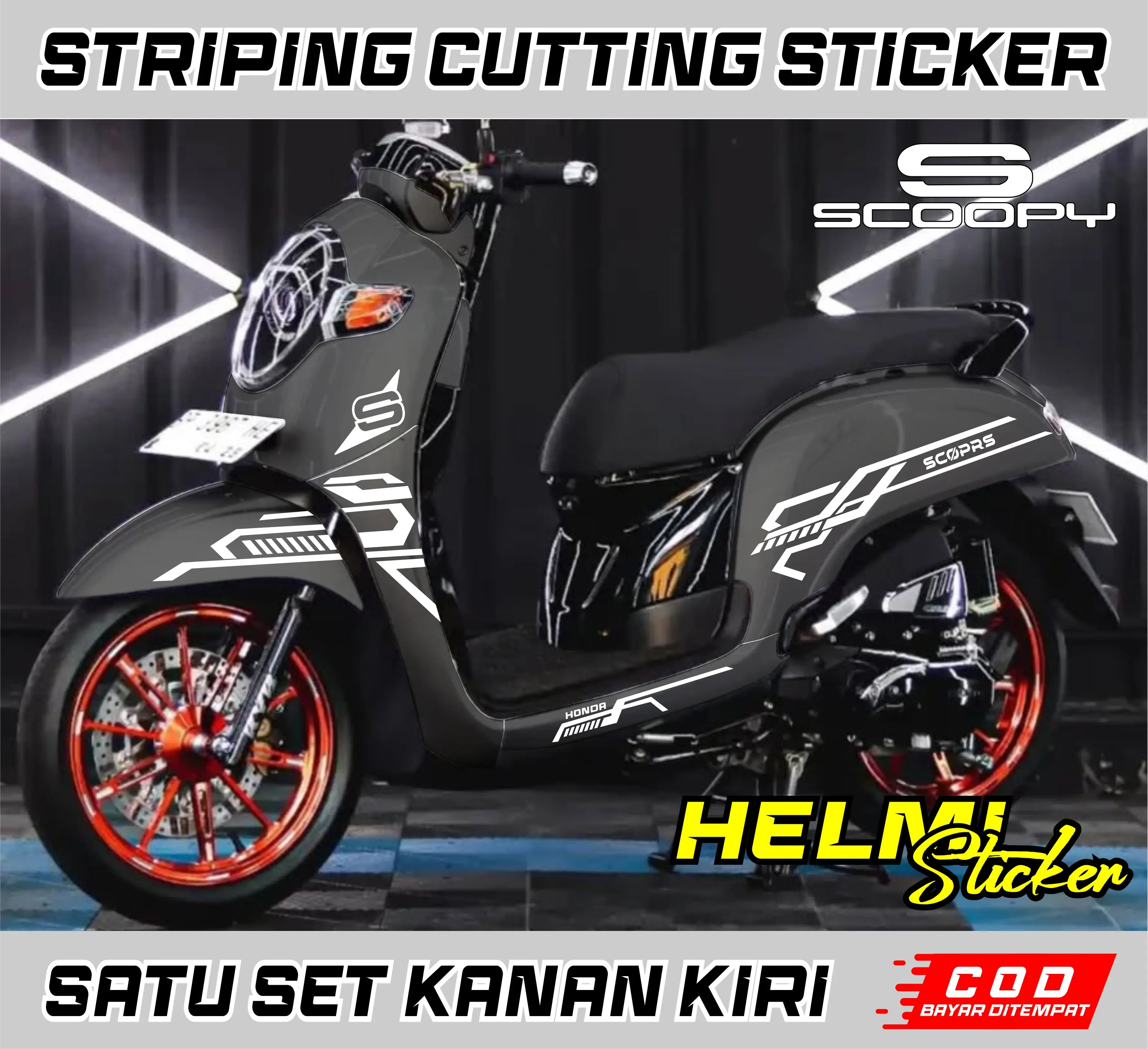 STRIPING CUTTING STICKER HONDA SCOOPY ALL NEW 2017 - 2021 UNIVERSAL LIS VARIASI STIKER Motorcycle