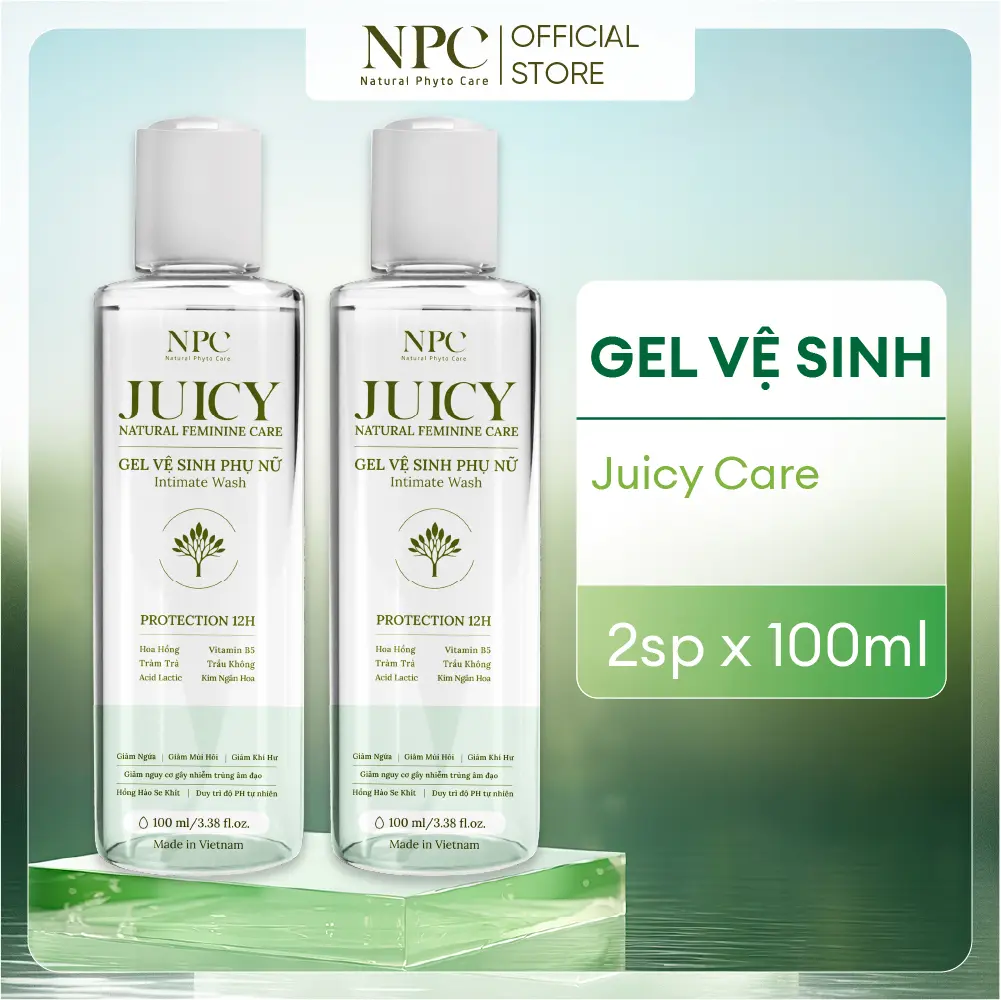 [MUA 1 TẶNG 1] Dung dịch vệ sinh vùng kín NPC Juicy tinh chất trầu không tràm trà giảm ngứa, không chứa paraben an toàn cho mẹ bầu - chai 100ml