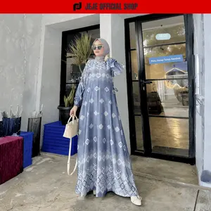 JEJE OFFICIAL SHOP Gamis Alia Dress Silk Premium Motif Terbaru Kekinian Mewah Elegan Pesta Kondangan Bahan Silk Berkualitas Tinggi Desain Kekinian Cocok untuk Acara Formal