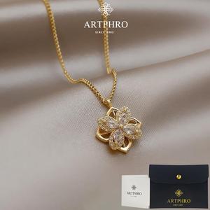 ARTPHRO Collar de la suerte con trébol de cuatro hojas giratorio para mujer, no se deslustra, ideal como regalo, accesorio de moda