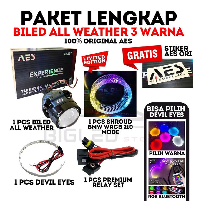 PAKET LENGKAP BILED TURBO ALL WEATHER AES VERSI TERBARU 2024 2.5 INCH 3 WARNA AES COMBO HEMAT 1