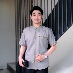 Baju Koko Pria Dewasa Elrumi Lengan Pendek Katun Premium Motif Sakha