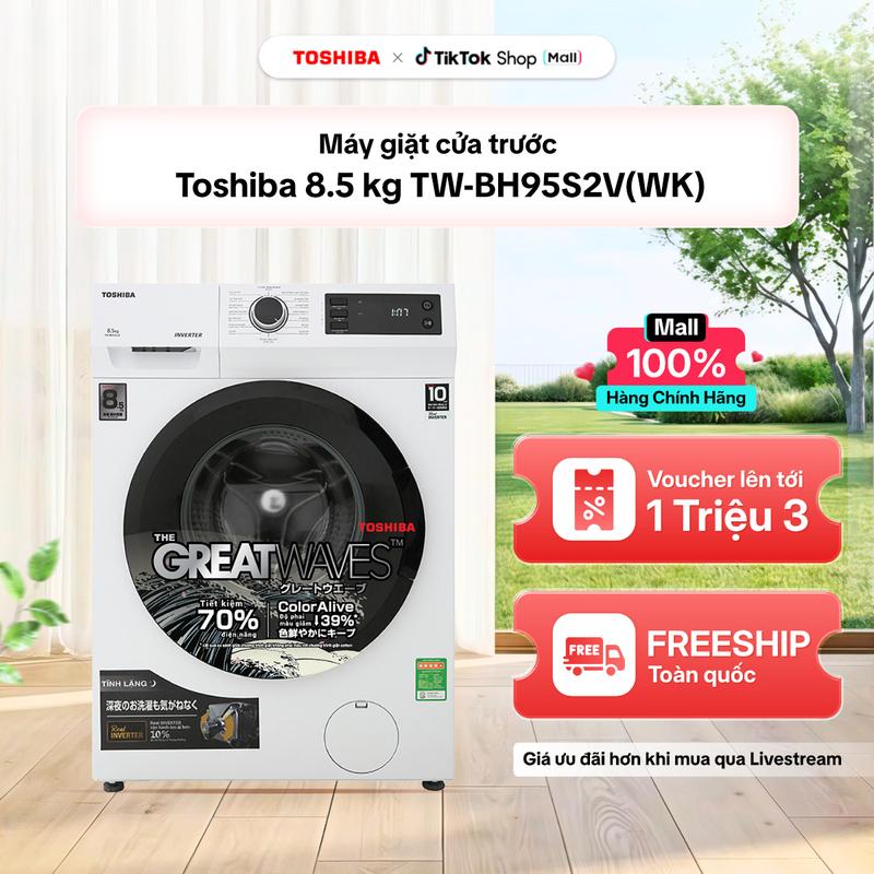 Máy giặt cửa trước Toshiba 8.5 kg TW-BH95S2V - Hàng chính hãng, bảo hành 24