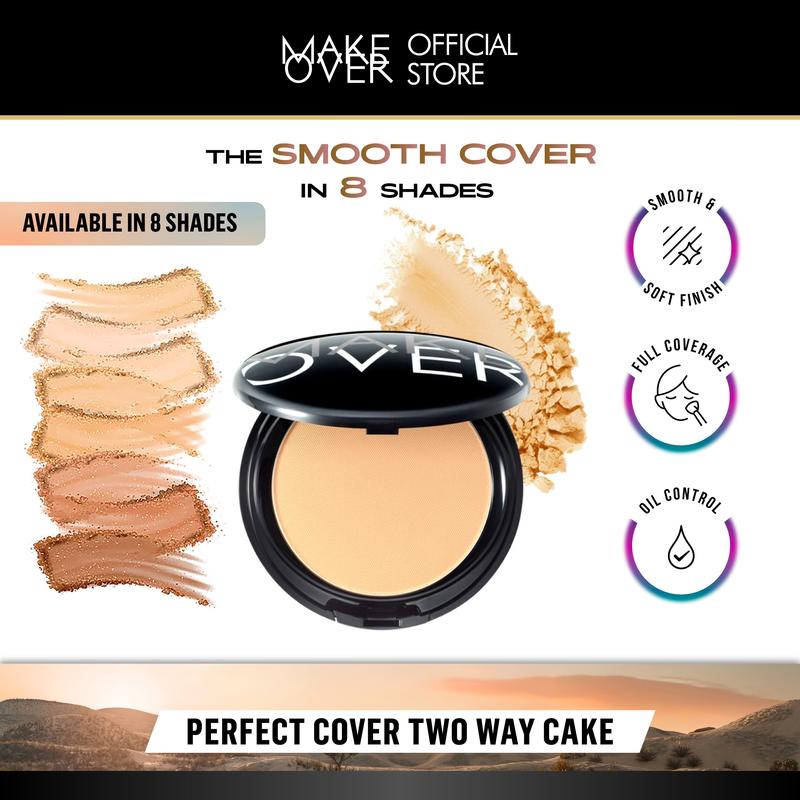 MAKE OVER Perfect Cover Two Way Cake TWC - Bedak Padat Bedak Compact High Coverage Ringan Wajah Flawless Make Up Tahan Lama Non-Comedogenic BEST SELLER Lebaran Raya 1