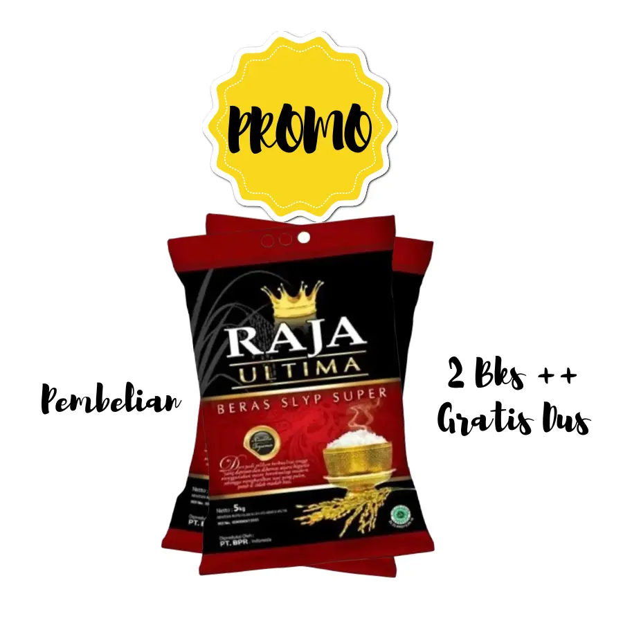 RAJA ULTIMA - BERAS PREMIUM 5KG (PROMO Pembelian Minimum 2, Harga Sudah Termasuk Packing Kardus Senilai 4999)