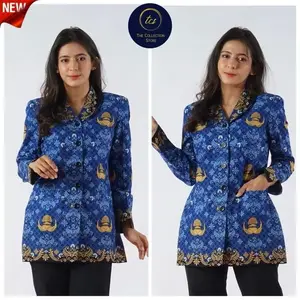 Seragam Batik Korpri Terbaru Wanita Kerah Hitam Lapis Furing