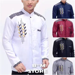KOKO BORDIR TERBARU LENGAN PANJANG BAJU KOKO KOMBINASI BATIK BORDIR Katun Muslim