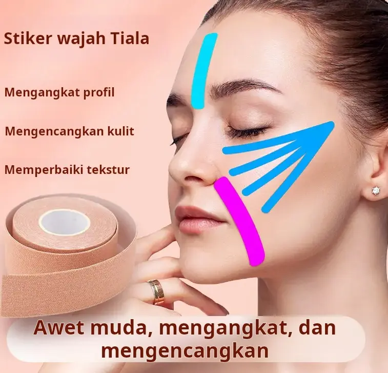 Stiker otot, lipatan nasolabial, stiker otot, keran kulit, selotip, dan pengangkat tidur samping 0