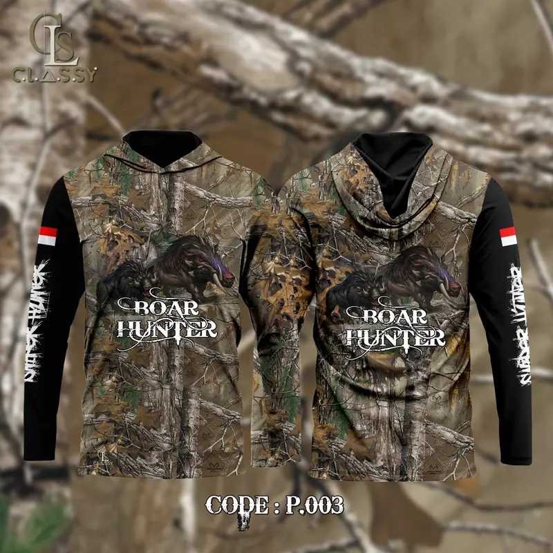 Classy Company | Hoodie Shirt | Baju Pemburu Babi ( PORBI ) Logo Motif | Pakaian Outdoor Atasan Pria Panjang Kombinasi 3